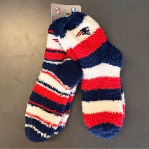 NFL New England Patriots Fuzzy Striped Socks BRAND NEW - 2 Pairs
